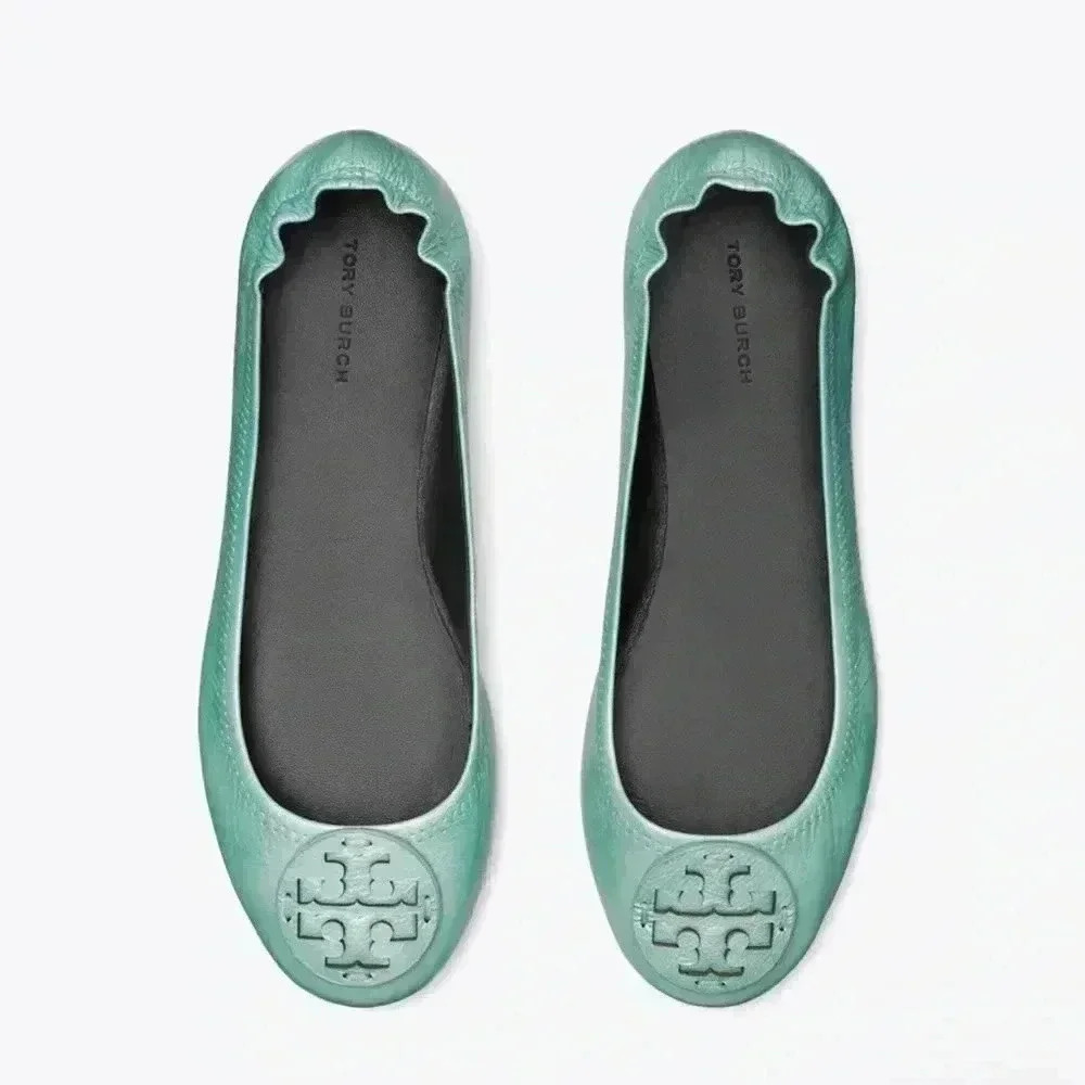 Tory Burch Minnie Travel Ballet Shoes, Size 7.5, Blue - Picture 4 of 4